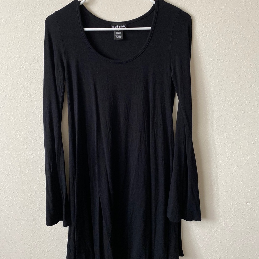 Black flared sleeves dress